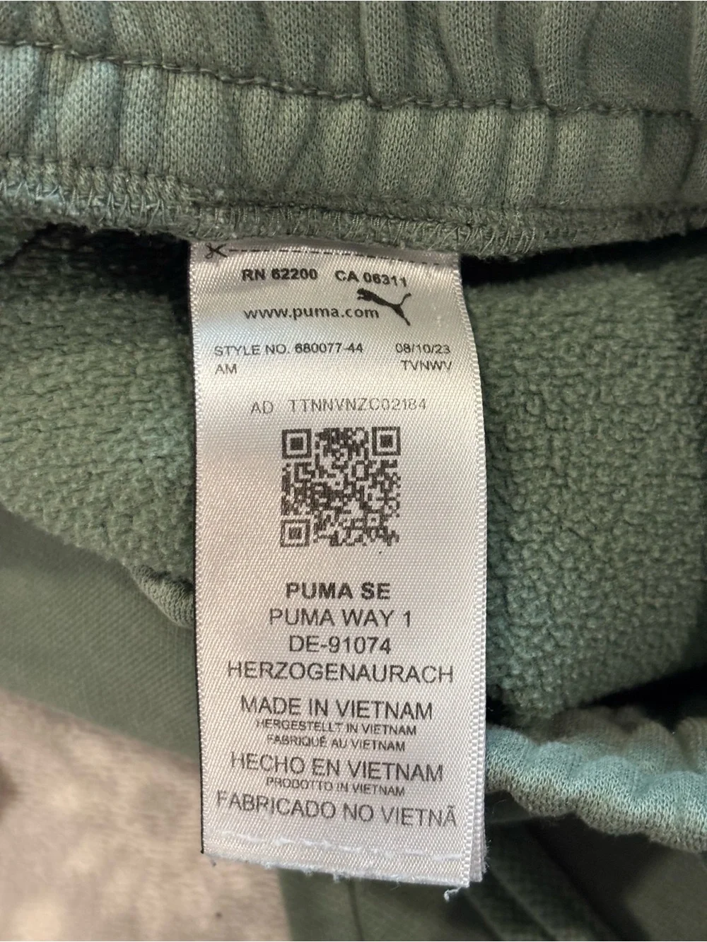 Puma Sage Green Fleece Jogger Pants